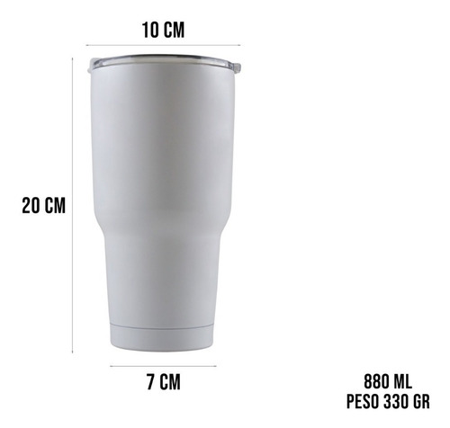 Imagen 2 de 10 de Vaso Termo Acero Inoxidable P/cafe 30oz Térmico Frío Calient Color Blanco