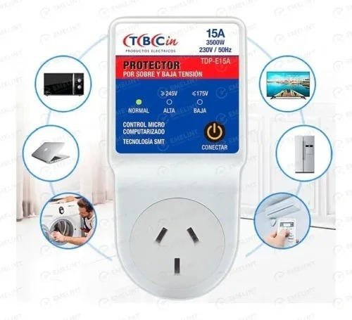 Imagen 3 de 6 de Protector Alta Baja Tension 15a 3500w Aire Heladera Tv Tbcin