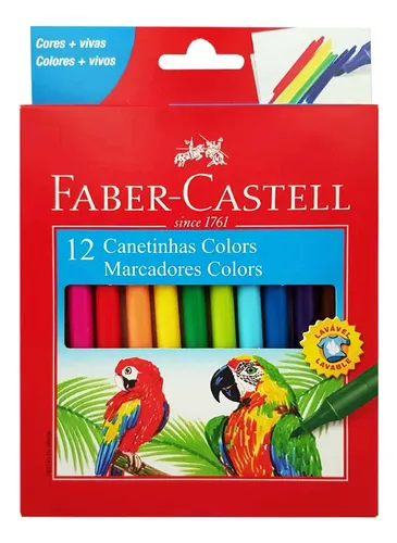 Canetinhas 12 Cores Faber Castell Hidrocor Envio Rápido Nf