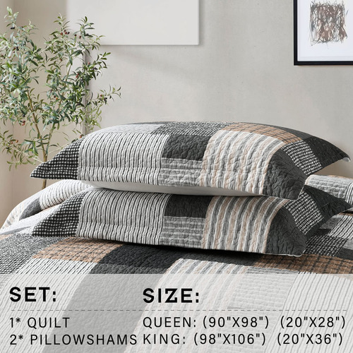 Colcha King Size Perhom - 100% Algodón Ligero - Cuadros De