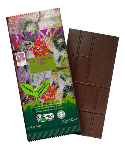 Kit 2x: Chocolate 70% Cacau Orgânico Gula Merah Amma 80g