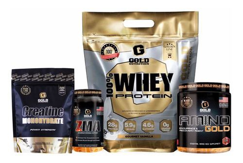 Whey Protein 5lb + Amino Gold + Creatina + Zma Gold Nutrition