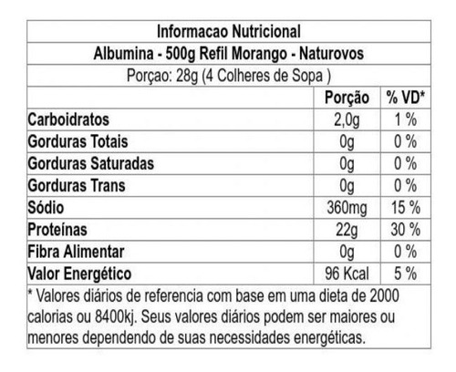 Albumina Refil - 500g Morango - Naturovos