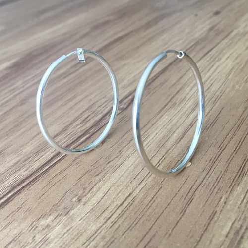 Imagen 3 de 10 de Aretes Arracadas De Plata 925 Redonda 3.5 Cm Agálea Joyería