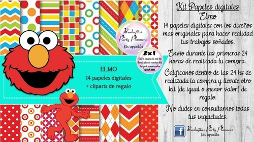 Papeles Fondos Digitales Elmo Kit Imprimible