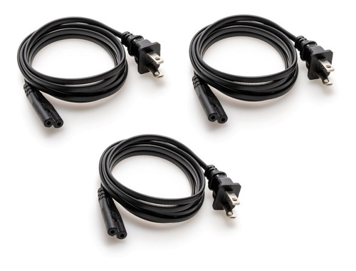 3 Unidades De Cable Ac Power Cord 125v 7a 1mt Entrada Tipo A
