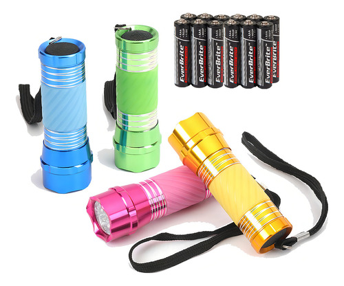 Juego De 4 Mini Linternas Led De Aluminio Con Asa Y Colores