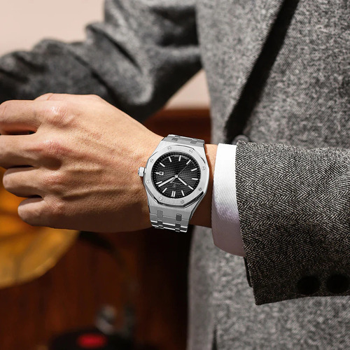 Reloj Poedagar Octagon! Hombre Acero Moderno Lujoso