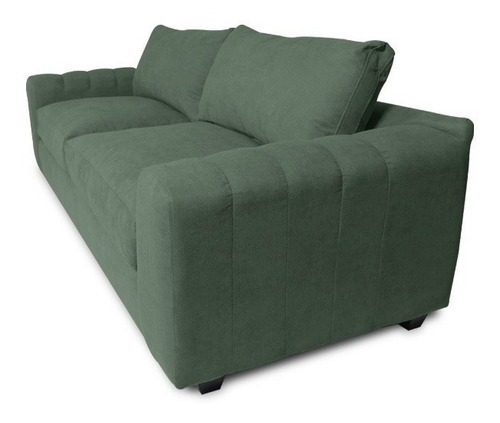 Sofá Briana 3 Cuerpos Chenille Tipo Lino Verde