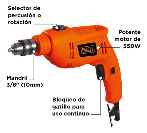 Taladro Percutor 3/8 550 W Black&decker Tb550