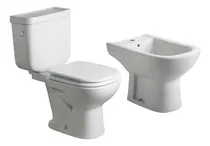 Comprar Sanitarios Ferrum Bari Inodoro Largo + Mochila Descarga Doble 3 Y 6 Lts + Bidet Monocomando O 3 Agujeros + Asiento 1era