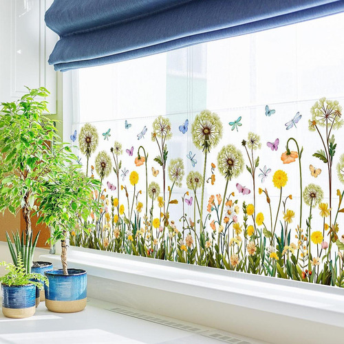 2 X 2x Garden Flowers Window Stickers Decorative Removable