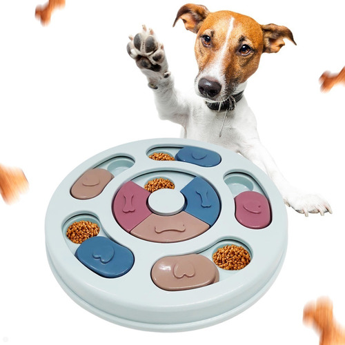 Bandeja interactiva con forma de juguete para mascotas, color azul