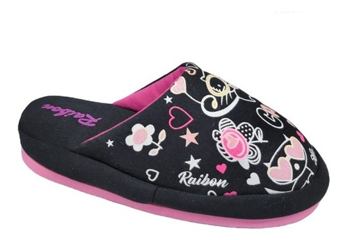 Pantuflon Gatito Algodon Estampado Espumon Pantufla Mujer