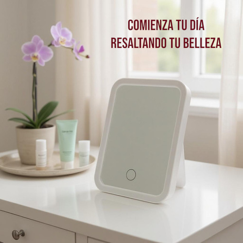 Espejo Luz Led Hannamy Maquillaje Touch 3 Tonos Recargable Blanco