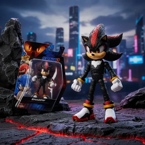 Boneco articulado preto e vermelho do Shadow de Sonic 3