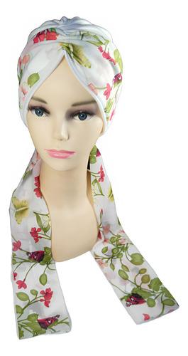 Turbante Gorro Para Mujer C/banda Oncológico Algodón. Tyamia Color Hueso Estampado