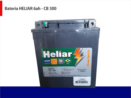 Imagem 3 de 4 de Bateria Moto Heliar Htz7 Twister/tornado/falcon/cb300/fazer