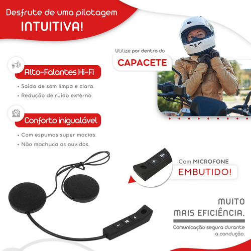 Fone De Ouvido Capacete Motoqueiro Sem Fio Bluetooth