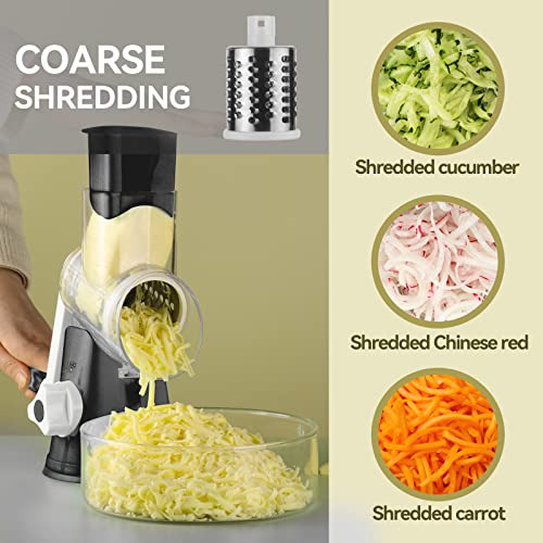 Rallador De Queso Giratorio Con 3 Cuchillas Intercambiables,
