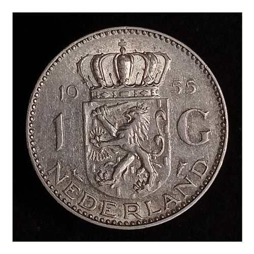 Holanda 1 Gulden 1955 Plata Exc Km 184 