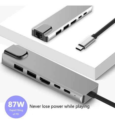 Dock Station Usb C 6 Em 1 Hdmi Lan Hp Sony Lenovo LG Xiaomi