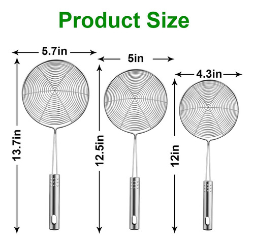Juego De 3cucharones De Colador Asiático De Acero Inoxidable