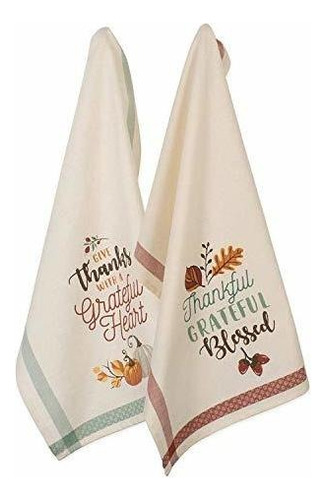 Dii Oversized Cotton Fall & Thanksgiving Dishtowel Set, 18x