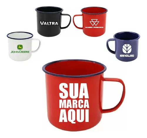 Kit 06 Canecas Personalizada Xícara Retrô 350ml Esmaltada