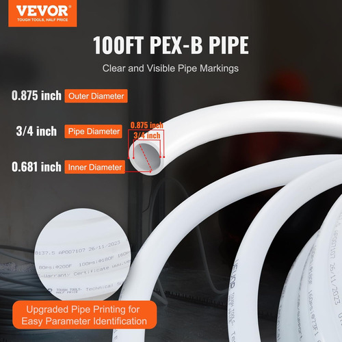 Pex Pipe 3/4 Pulgadas, 100 Pies De Longitud Pex-b Tubo ...