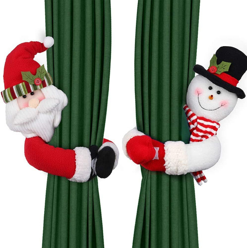 Juego De 2 Abrazaderas Para Cortina De Navidad, Muñeco De