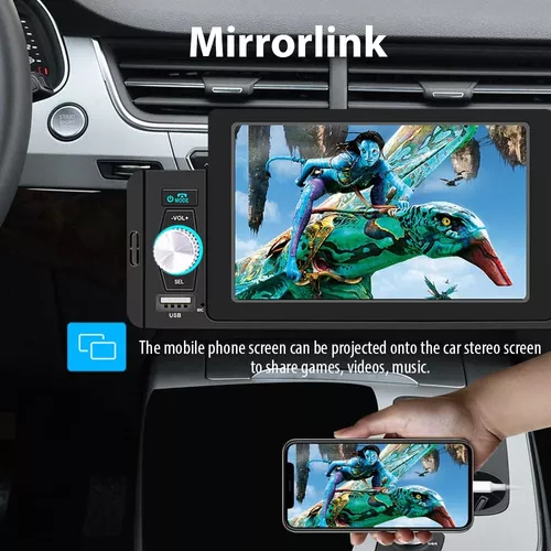  Estéreo de coche de 5 pulgadas de un solo DIN integrado Apple  CarPlay/Android Auto/Mirror-Link, receptor de radio con pantalla táctil con  Bluetooth 5.1 manos libres y cámara de respaldo HD de