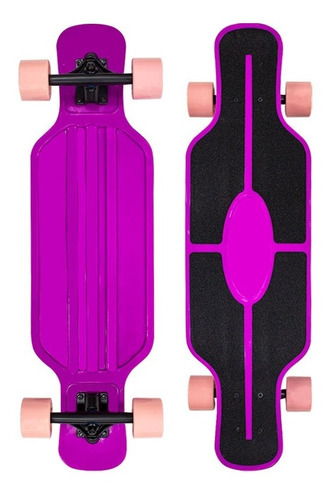 Patineta Longboard De Plástico Juvenil Con Lija 78 Cm Skate Color Morado