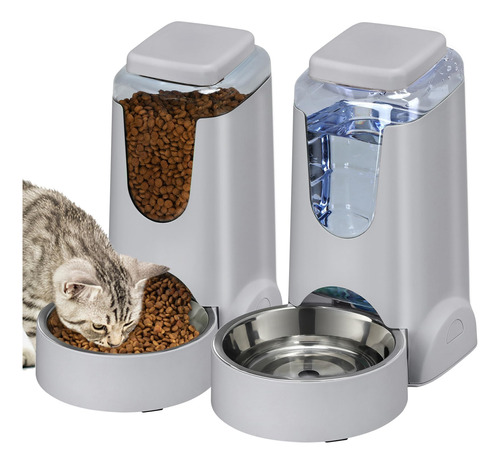 Paquete De 2 Alimentadores Automaticos Para Gatos Y Dispensa