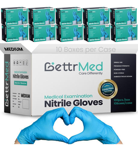 Bettrmed Guantes De Nitrilo Azul, Desechables, Sin Latex, Me