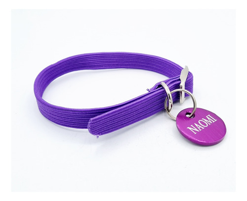 Chapita Perro Chico O Gato +collar 1 Cm Elastizado Color! Violeta Redonda