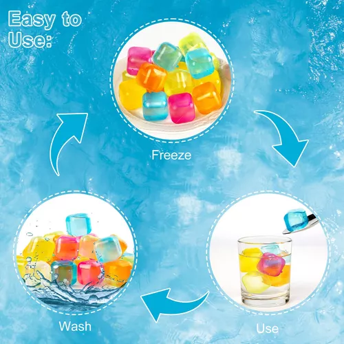 60 cubitos de hielo reutilizables, coloridos cubos de hielo de plástico de  forma cuadrada, cubitos de hielo congelables, lavables y congelados rápidos