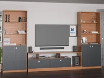 Comprar Mesa Rack Tv + 2 Bibliotecas Living Modular Moderno