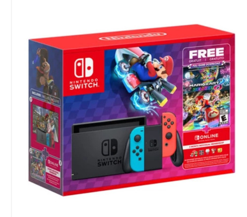 Nintendo Switch Neon V2 + Mario Kart 8 + 3 Meses Online