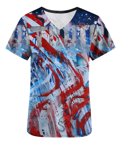 Camiseta De Manga Corta Con Cuello En V A La Moda Para Mujer