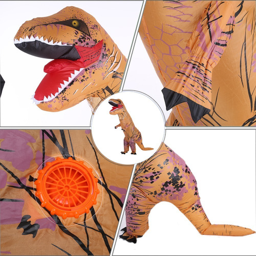 Imagen 3 de 9 de Disfraz Inflable De Tiranosaurio Rex Divertido Para Adulto