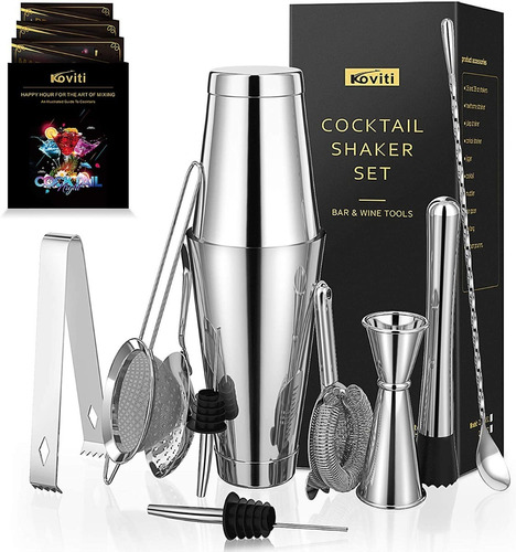 Set De Cocktail Shaker Premium 12 Pzas De Acero Inoxidable 