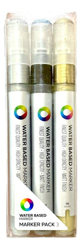 Marcadores Water Based Metálicos Mtn Marker Pack 3 Punta 3mm