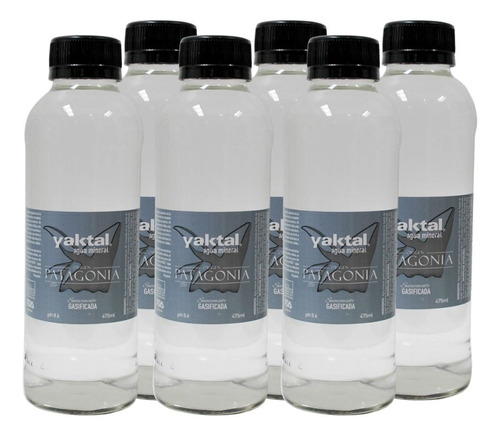 Pack 6 Agua De La Patagonia Con Gas Yaktal 475 Ml Vidrio