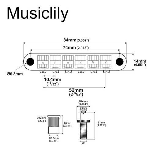Puente Tune-o-matic 52mm Para Guitarras EpiPhone Les Paul Sg