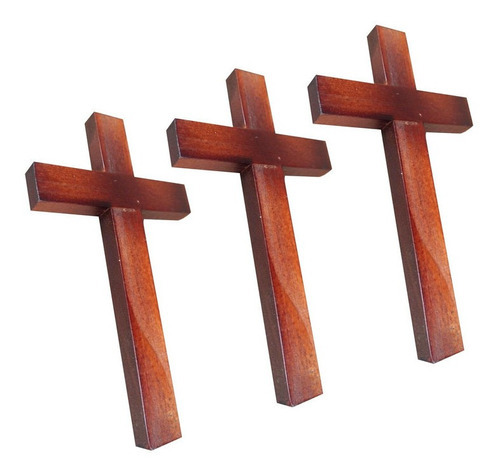 Kit 12 Cruz Crucifixo Madeira Sem Imagem 40cm Atacado Cor Marrom-escuro