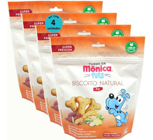 Biscoito Natural Fit 150g Cães Turma Da Mônica Kit Com 4