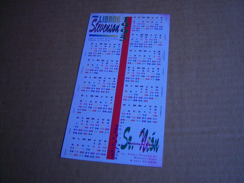 Calendario 1995 De La Librería Stevenson . Revista Sr Neón