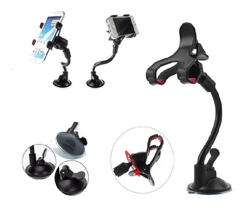 Soporte Auto Universal Pinza Brazo Flexible Celulares Gps 