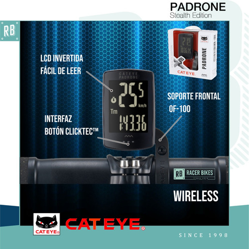 Imagen 2 de 10 de Ciclocomputadora Cateye Padrone Stealth Cc-pa 100w - Racer